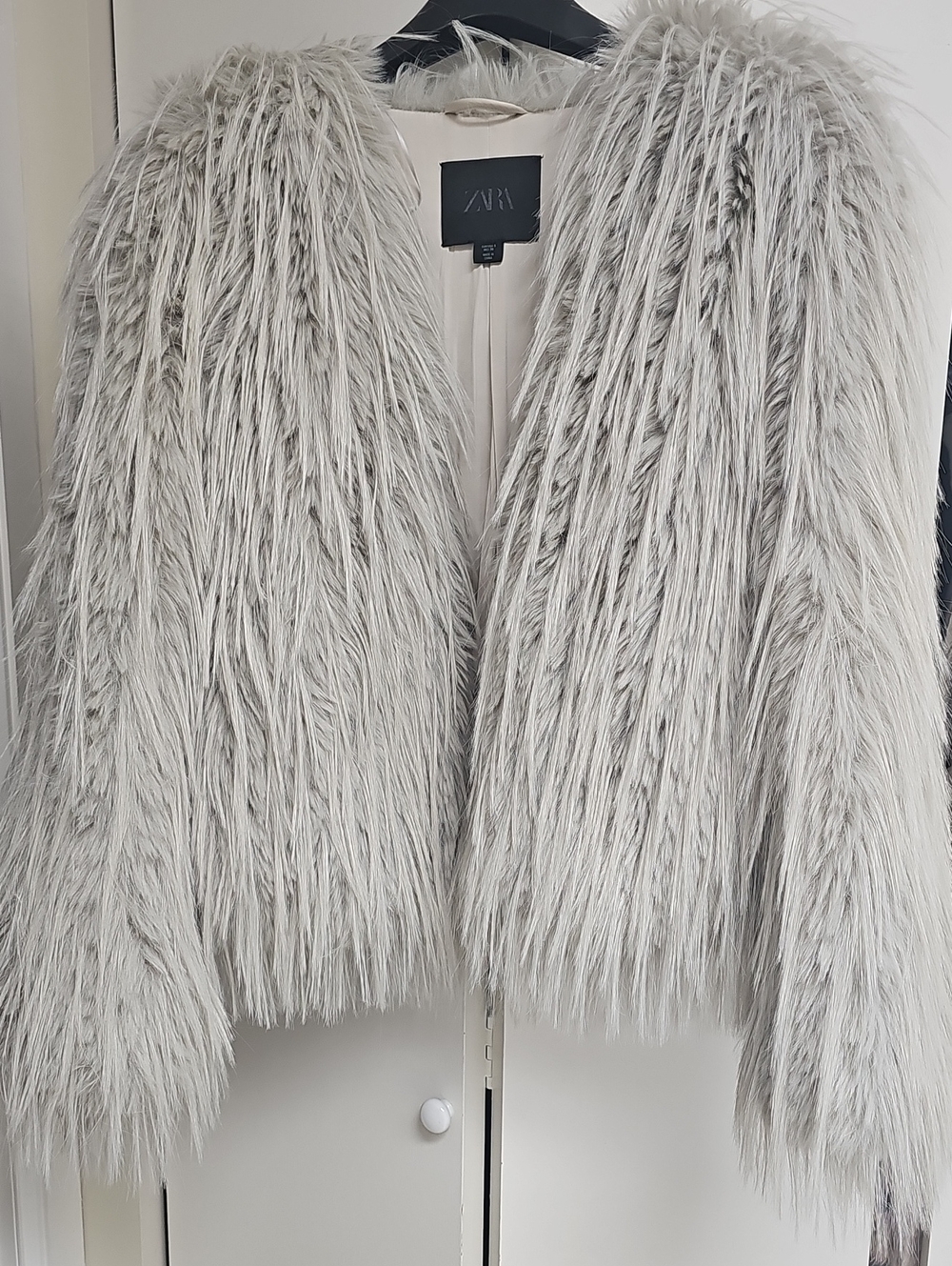 ZARA Light Gray Faux Fur Teddy Jacket